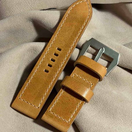 hor-269 サンプル品 HORWEEN ダービー / ライトナチュラル GPFバックル付属 腕時計ベルト (ラグ26mm - バックル幅26mm)