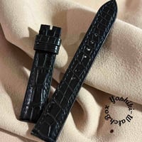 cro-2129  クロコダイル  腕時計ベルト ブラック (ラグ幅19 mm - バックル幅16 mm)