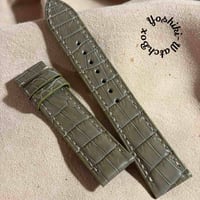 cro-2121  クロコダイル  腕時計ベルト オリーブ　(ラグ幅20 mm - バックル幅18 mm)