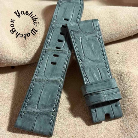 cro-2083  ヌバック クロコダイル  腕時計ベルト グレー　(ラグ幅26 mm - バックル幅22 mm)
