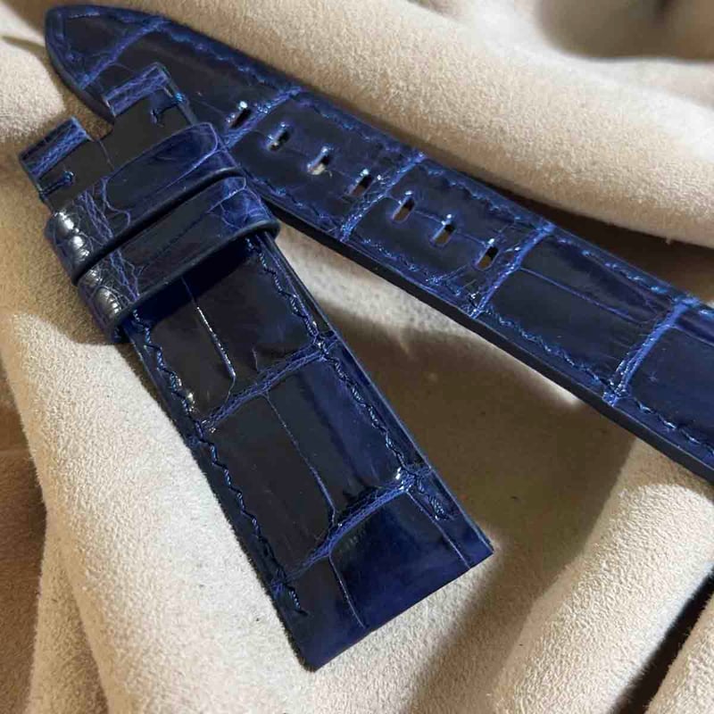 cro-1755 クロコダイル 腕時計ベルト ネイビー ラグ幅19mm cro-1755 クロコダイル 腕時計ベルト ネイビー ラグ幅19mm cro