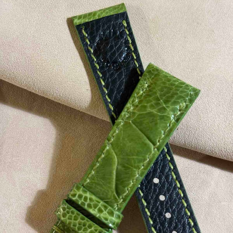 ost-436 オーストリッチ 腕時計ベルト グリーン ラグ幅19mm ost-436 オーストリッチレザー 腕時計ベルト グリーン (ラグ幅