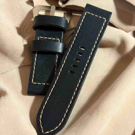 hor-273 サンプル品 HORWEEN ダービー / ブラック GPFバックル付属 腕時計ベルト (ラグ26mm - バックル幅26mm)