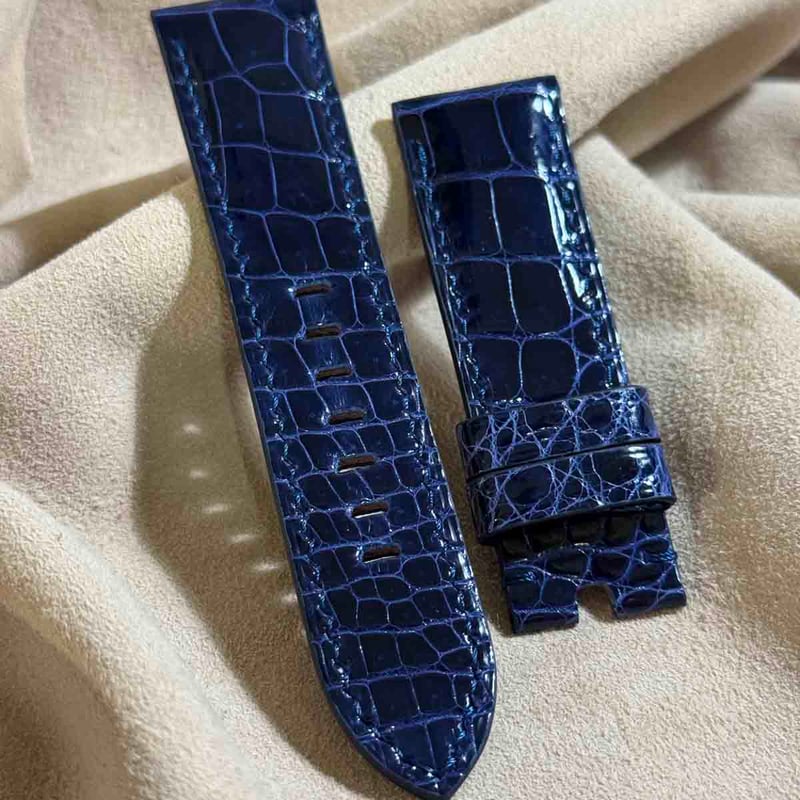 クロコダイル 腕時計ベルト ネイビー ラグ幅18mm 腕時計ベルト 18-16mm クロコダイル ネイビー #80 | iichi 日々