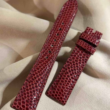 liz-290  リザード レザー 腕時計 ベルト レッド (ラグ幅19 mm - バックル幅16 mm)