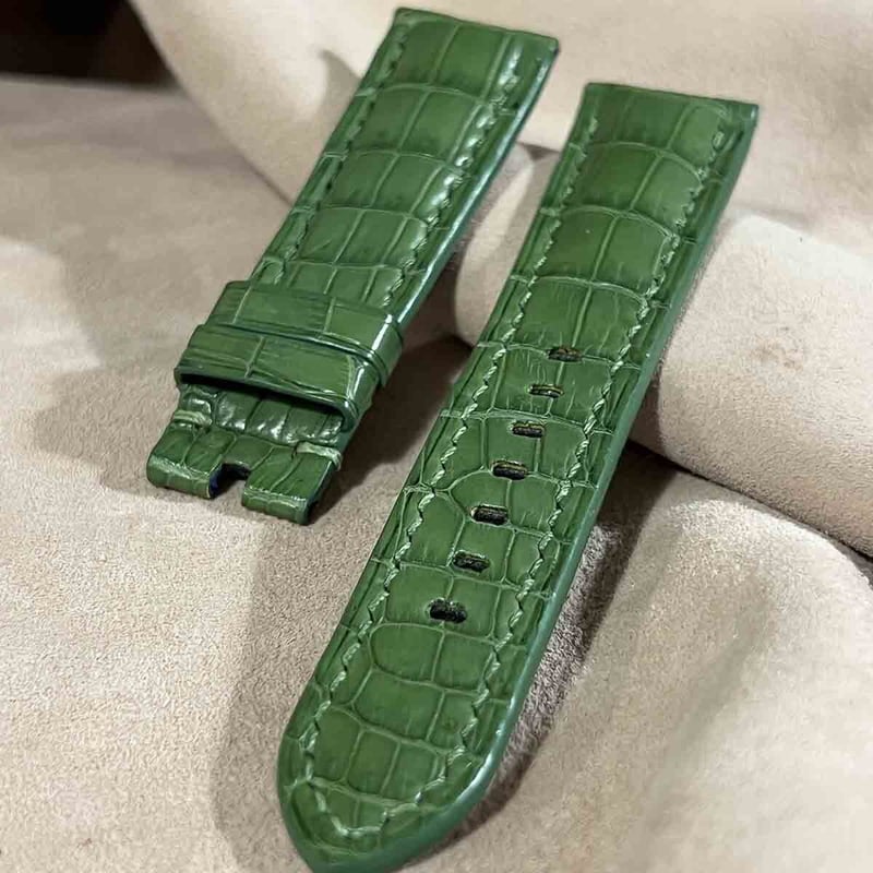 cro-1371 クロコダイル腕時計ベルト ネイビー ラグ幅18 mm