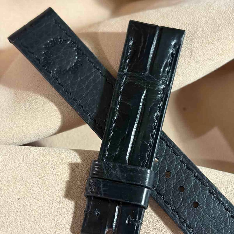 cro-2024 クロコダイル 腕時計ベルト ブラック (ラグ幅20 mm