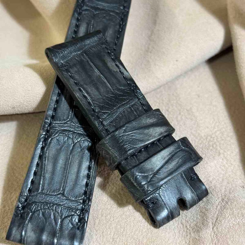cro-1760 クロコダイル 腕時計ベルト ブラック ラグ幅24mm cro-1760 クロコダイル 腕時計ベルト ブラック ラグ幅24mm