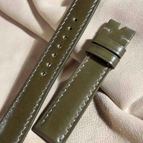 cod-316 コードバン レザー 腕時計ベルト カーキグリーン (ラグ幅19 mm - バックル幅16 mm)