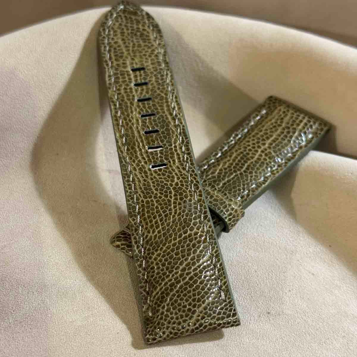 ost-436 オーストリッチ 腕時計ベルト グリーン ラグ幅19mm ost-431 オーストリッチレザー 腕時計ベルト モスグリーン (ラグ