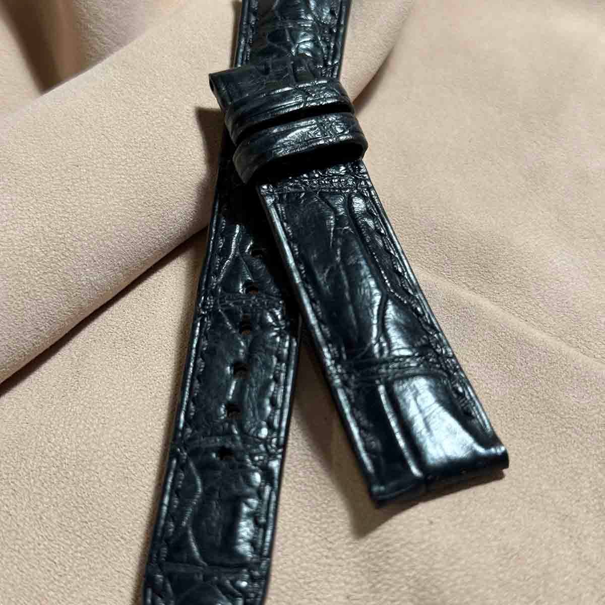 cro-1660 クロコダイル 腕時計ベルト ブラック ラグ幅18 mm cro-1660 クロコダイル 腕時計ベルト ブラック ラグ幅18 mm