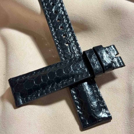 sna-89 シースネイク（ウミヘビ）腕時計ベルト ブラック (ラグ幅19 mm - バックル幅16 mm)