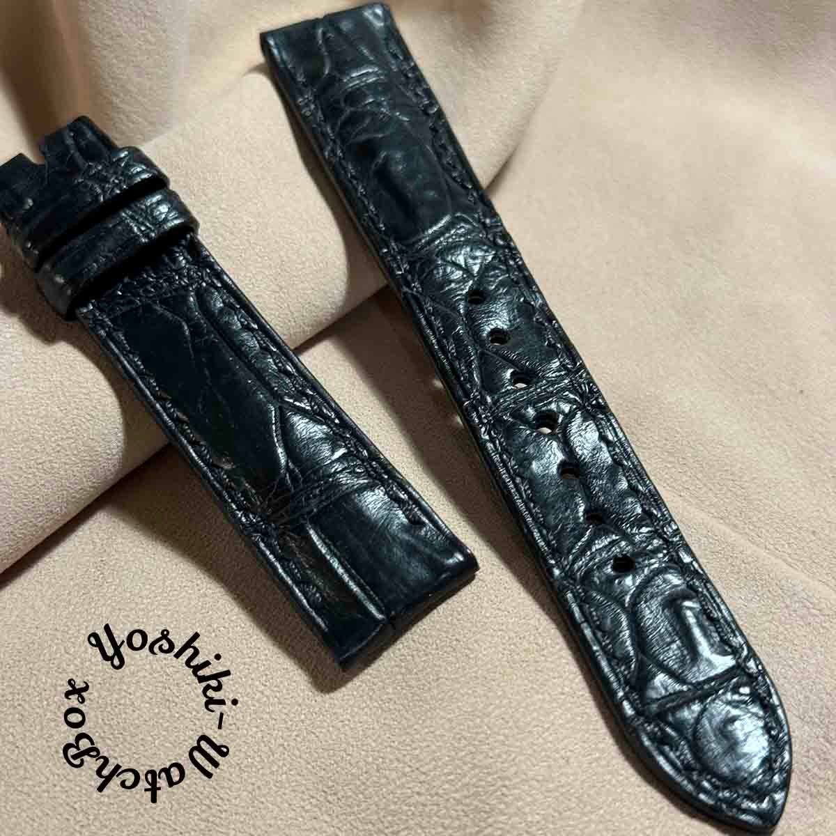 cro-1831 クロコダイル 腕時計ベルトブラック ラグ幅18mm cro-1831 クロコダイル 腕時計ベルトブラック ラグ幅18mm