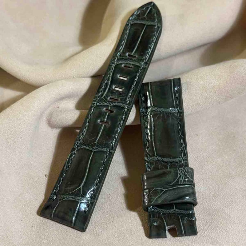 cro-1954 クロコダイル 腕時計 ベルト グロス仕上げ オリーブ