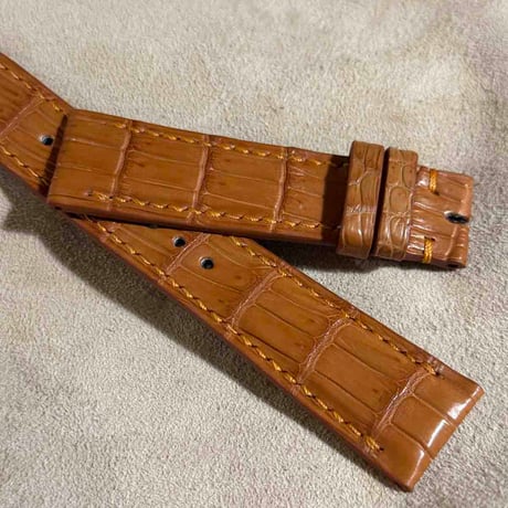 cro-1817  クロコダイル  レザー 腕時計 ベルト ライトブラウン  (ラグ幅21 mm - バックル幅18 mm)