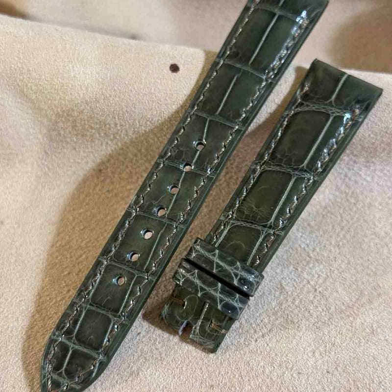cro-1937 クロコダイル 腕時計 ベルト グロス仕上げ オリーブ