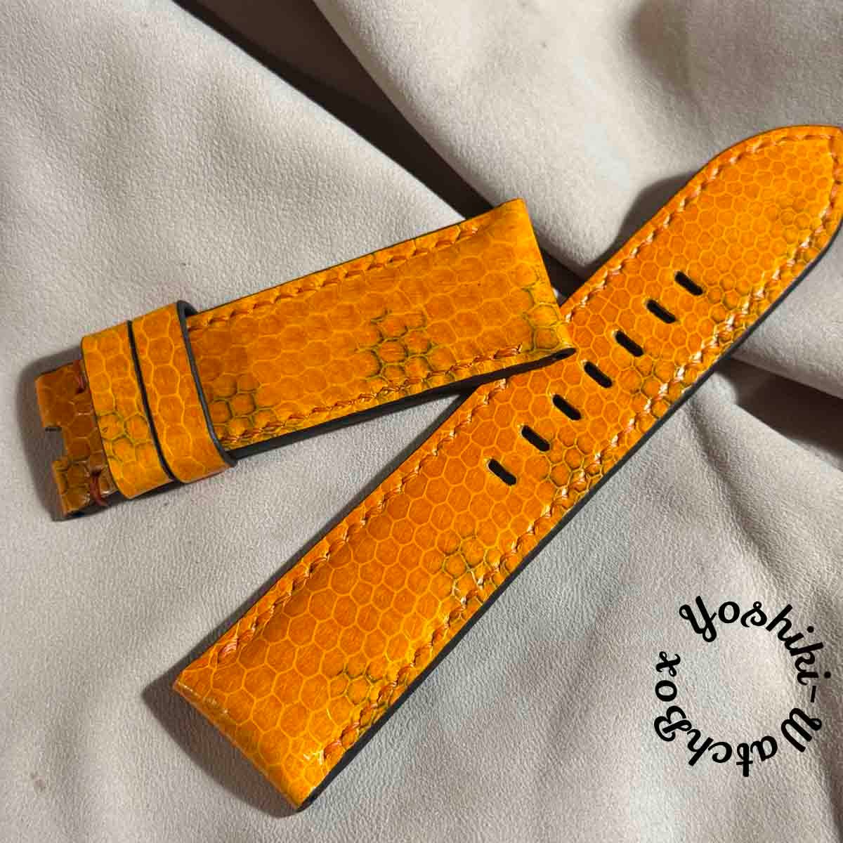 sna-138 シースネイク（ウミヘビ）腕時計ベルト オレンジ (ラグ幅24 mm 