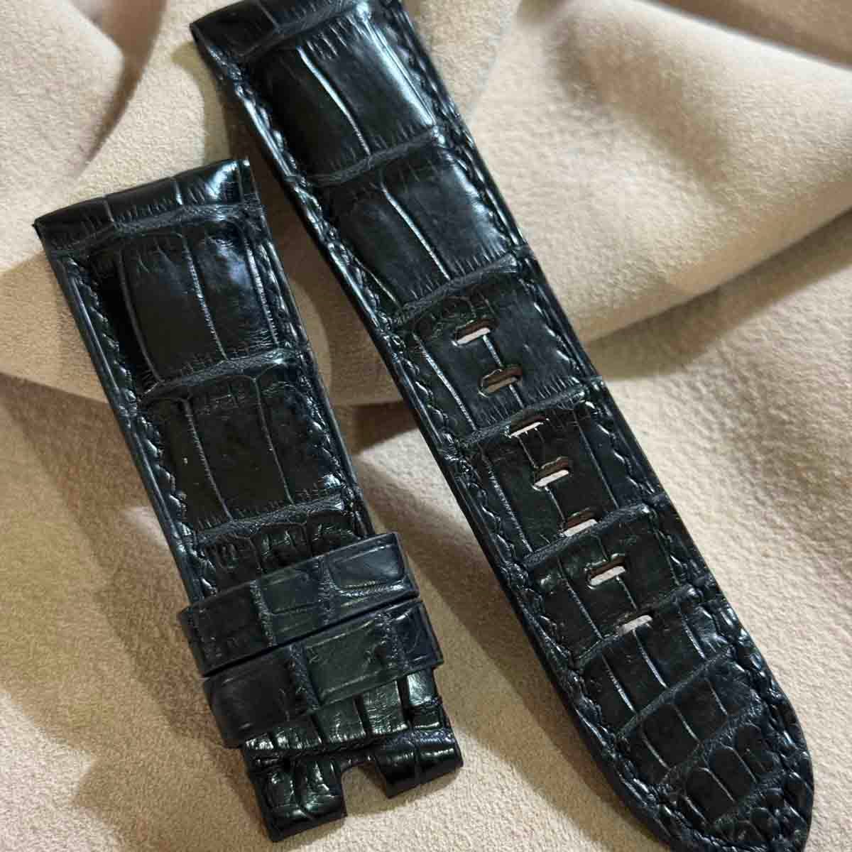 cro-1673 クロコダイル 腕時計ベルト ブラック ラグ幅22 mm cro-1673 クロコダイル 腕時計ベルト ブラック ラグ幅22 mm