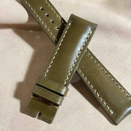 cod-277 コードバン レザー 腕時計ベルト カーキグリーン (ラグ幅20 mm - バックル幅18 mm)