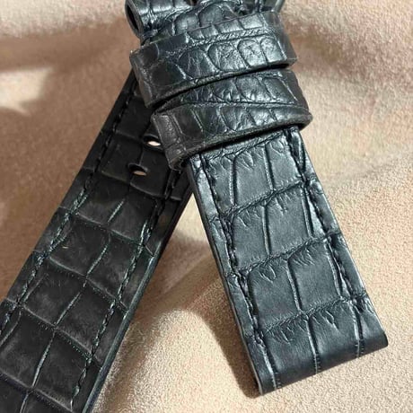 exh-63 墨染め クロコダイル 腕時計ベルト  (ラグ幅24mm - バックル幅22mm)