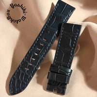 cro-2106  クロコダイル  腕時計ベルト ブラック　(ラグ幅22 mm - バックル幅20 mm)