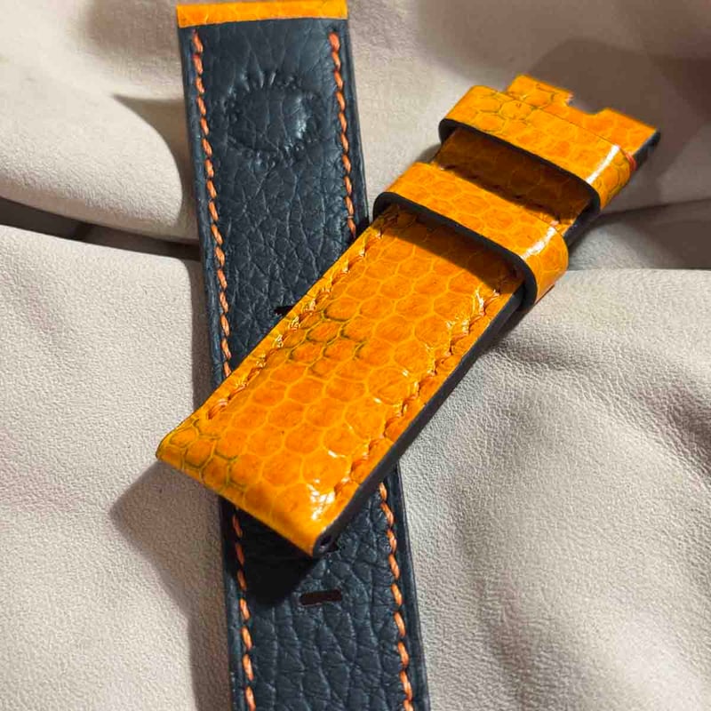 sna-138 シースネイク（ウミヘビ）腕時計ベルト オレンジ (ラグ幅24 mm 