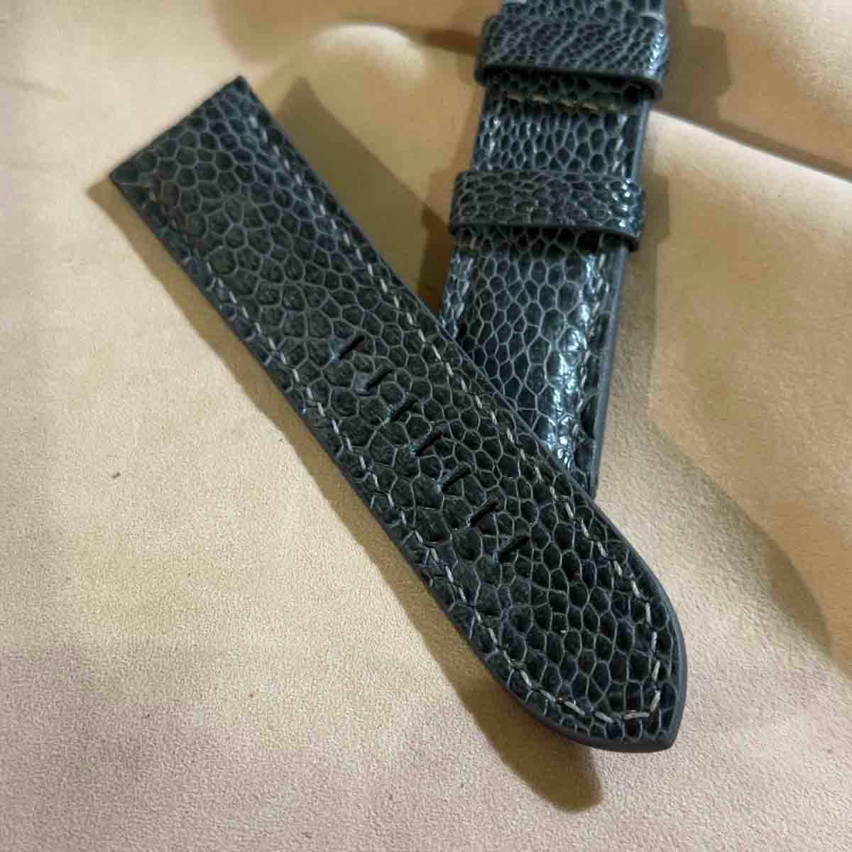 ost-359 オーストリッチ 腕時計ベルト グレー ラグ幅24mm ost-347 オーストリッチレザー 腕時計ベルト グレー (ラグ幅19mm