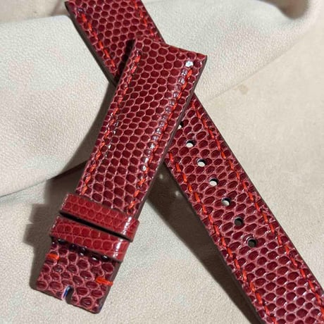 liz-300  リザード レザー 腕時計 ベルト レッド (ラグ幅21 mm - バックル幅18 mm)