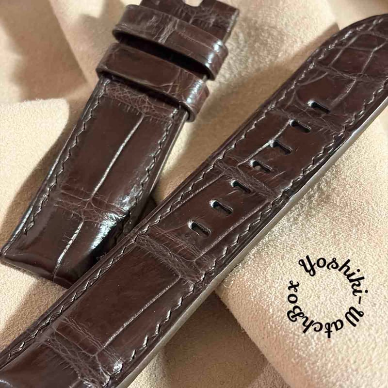 cro-1996 クロコダイル 腕時計 ベルト ダークブラウン (ラグ幅24 mm