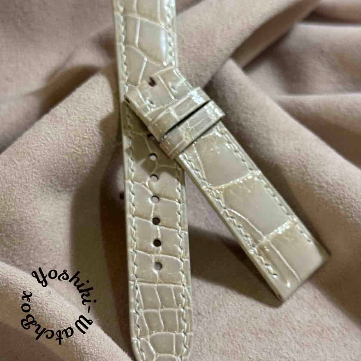 cro-1930 クロコダイル 腕時計 ベルト グロス仕上げベージュ (ラグ幅20