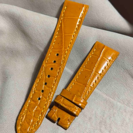 cro-1793 クロコダイル レザー 腕時計 ベルト オレンジ  (ラグ幅21 mm - バックル幅18 mm)
