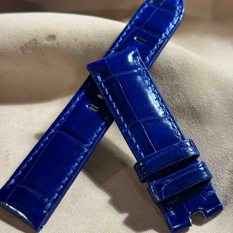 cro-1654 クロコダイル腕時計ベルト グロス仕上コバルトブルー ラグ幅22 cro-1939 クロコダイル 腕時計 ベルト グロス仕上げ ブルー