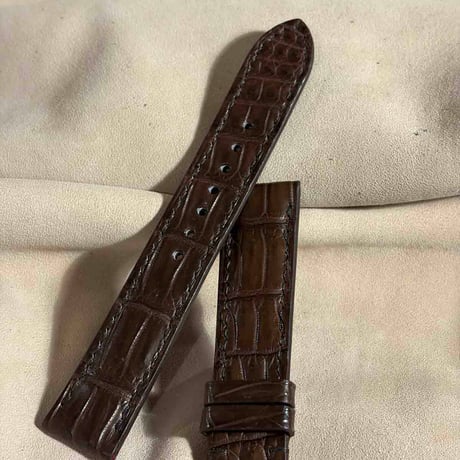 cro-2007  クロコダイル  腕時計ベルト ブラウン (ラグ幅20 mm - バックル幅18 mm)