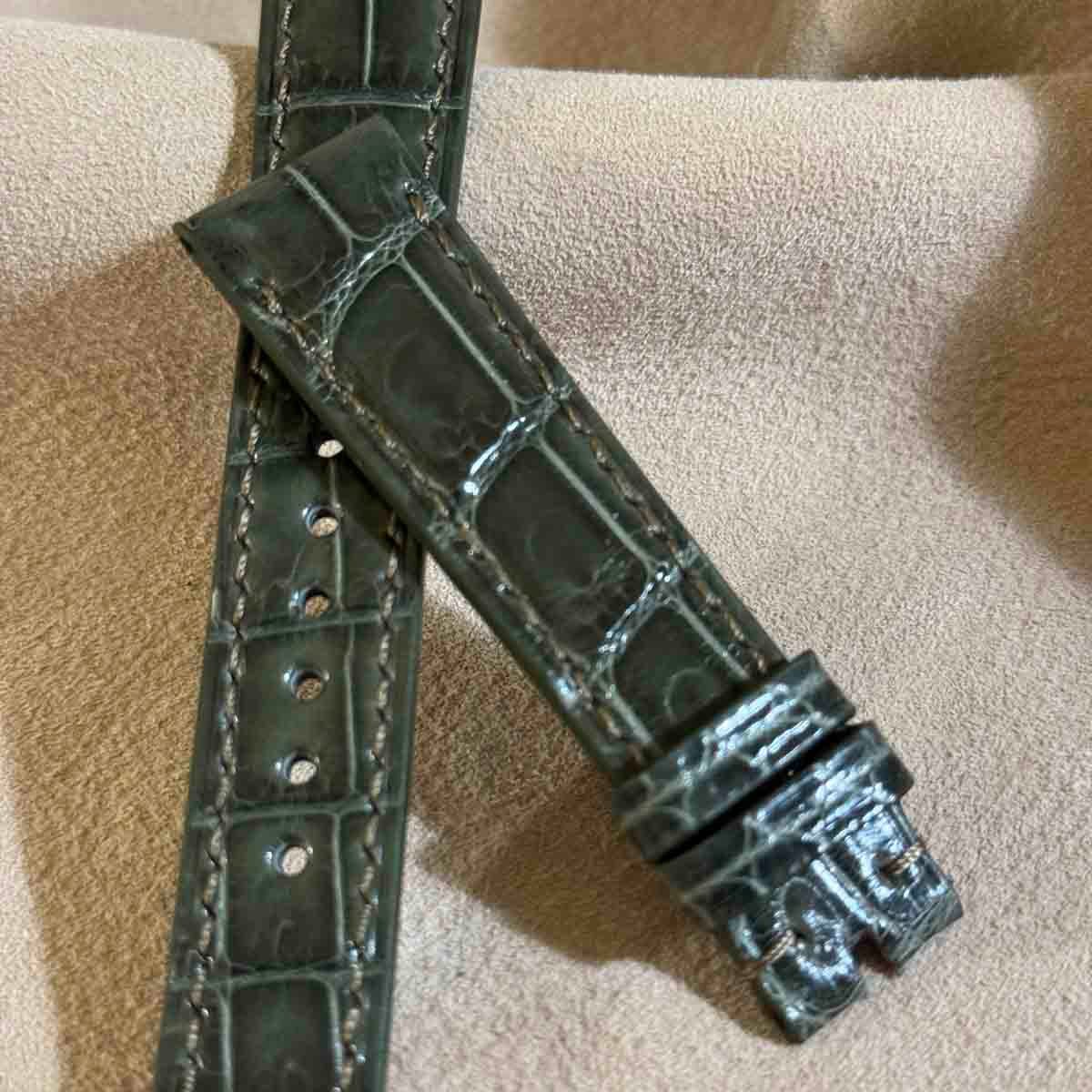 cro-1923 クロコダイル 腕時計ベルト グロス仕上げ ベージュ ラグ幅22 cro-1937 クロコダイル 腕時計 ベルト グロス仕上げ オリーブ (ラグ幅19