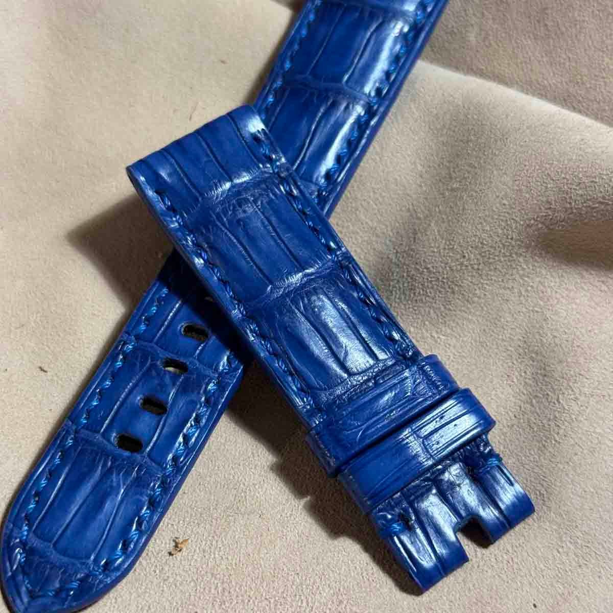 cro-1803 クロコダイル 腕時計ベルト ライトブルー ラグ幅22mm cro-1803 クロコダイル レザー 腕時計 ベルト ライトブルー (ラグ幅22