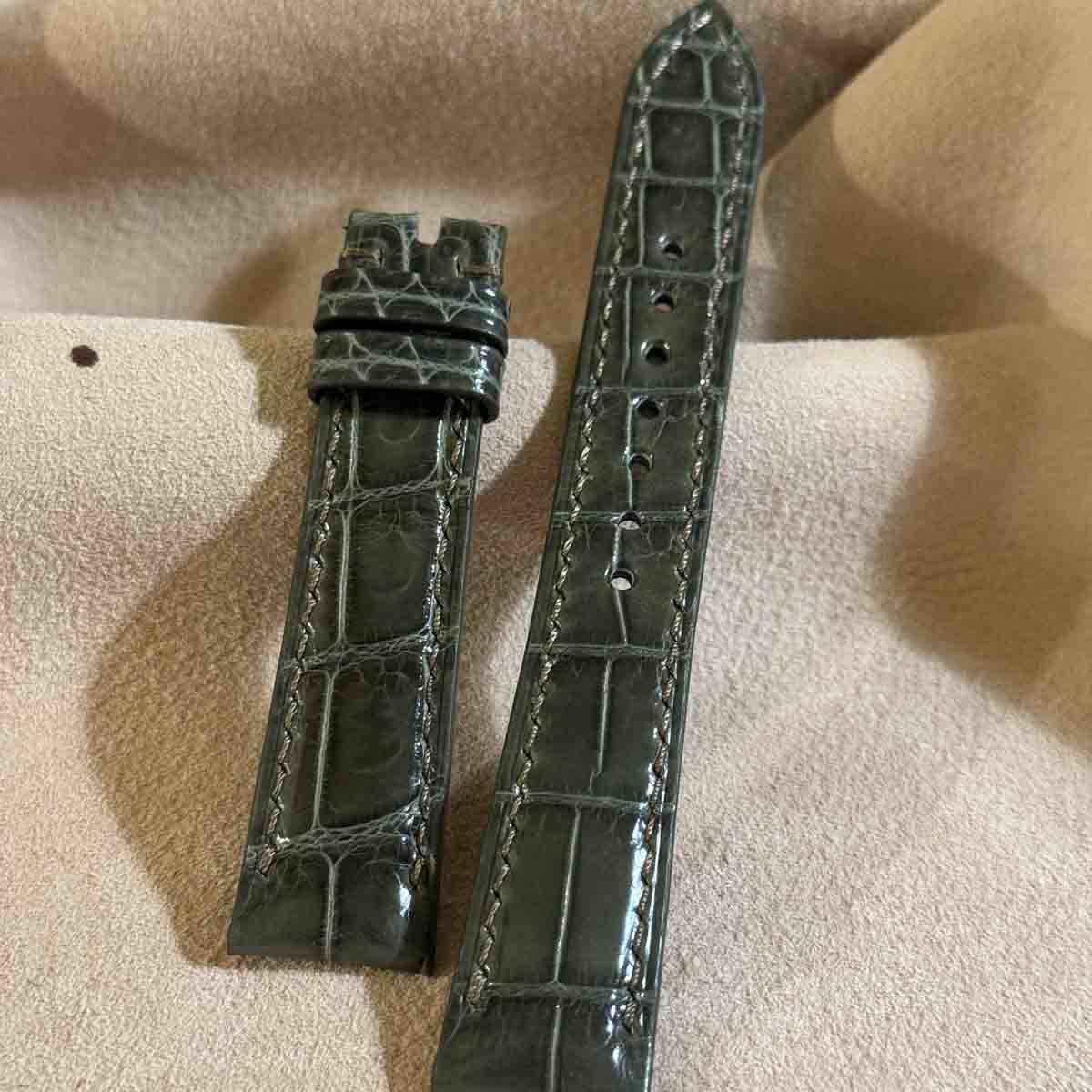 cro-1937 クロコダイル 腕時計 ベルト グロス仕上げ オリーブ