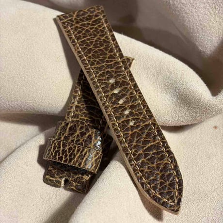hor-258 HORWEEN バイソンレザー / ブラウン 腕時計ベルト (ラグ26mm - バックル幅22mm)