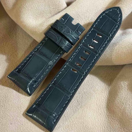 cro-1911  クロコダイル   腕時計 ベルト ダークグレー  (ラグ幅26 mm - バックル幅22 mm)