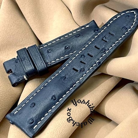 ost-150 オーストリッチレザー 腕時計ベルト  ブルー (ラグ幅24mm - バックル幅22mm)
