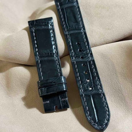 cro-1885  クロコダイル  腕時計 ベルト ダークグレー  (ラグ幅20 mm - バックル幅18 mm)