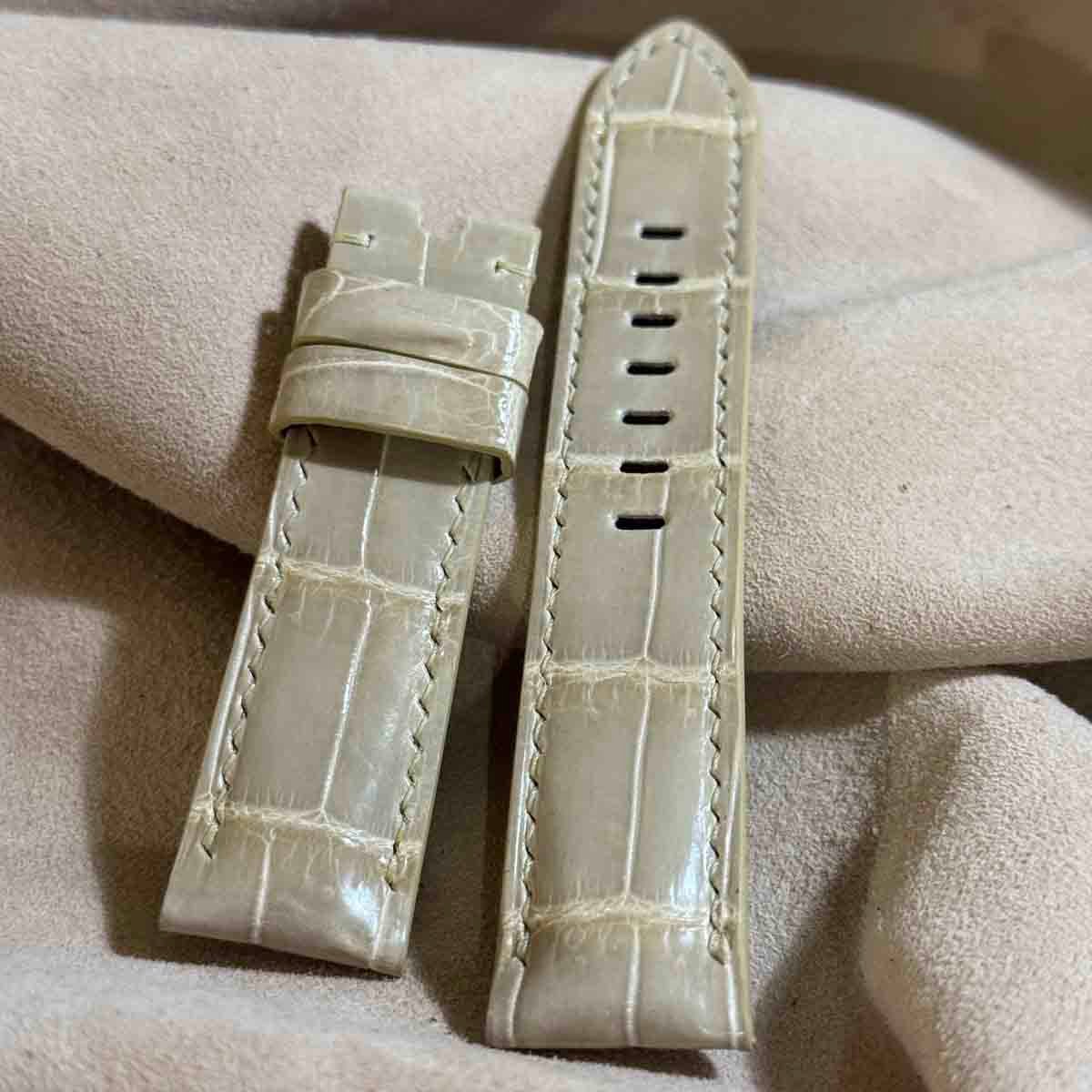 cro-1923 クロコダイル 腕時計 ベルト グロス仕上げ ベージュ
