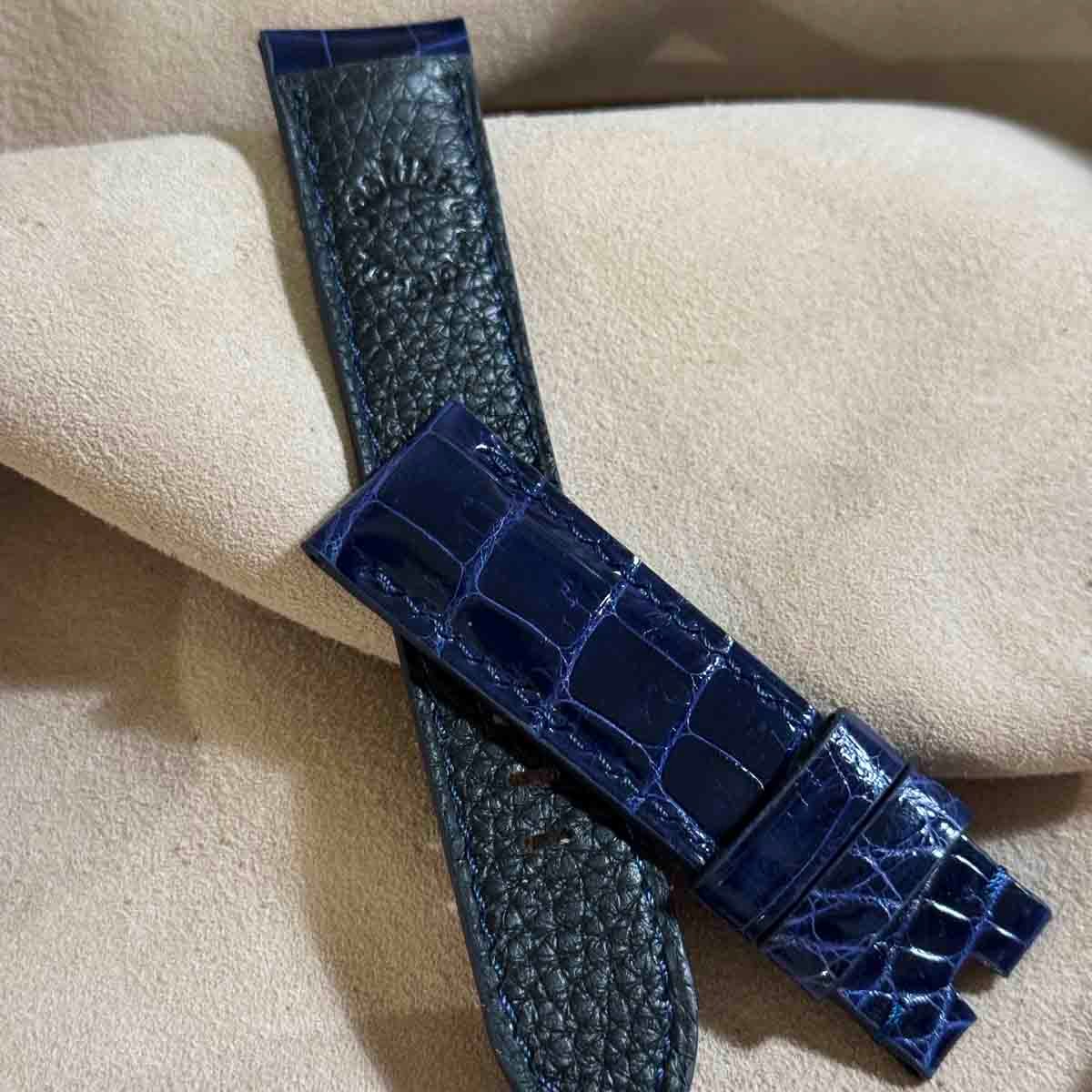 cro-1947 クロコダイル 腕時計ベルト グロス ブルーク ラグ幅21mm