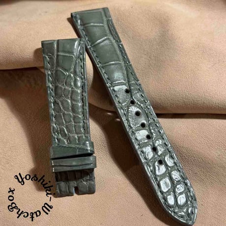 cro-1765 クロコダイル 腕時計ベルトグレー ラグ幅21mm