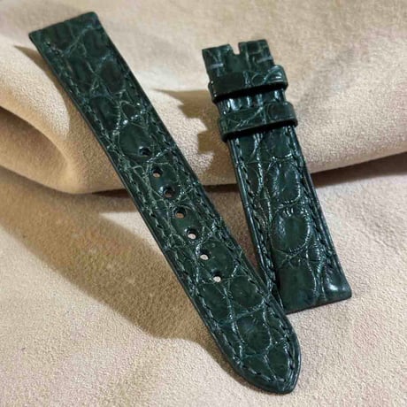 cro-1898  クロコダイル  腕時計 ベルト グリーン  (ラグ幅20 mm - バックル幅18 mm)