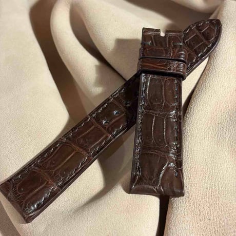 cro-1982  クロコダイル   腕時計 ベルト ダークブラウン  (ラグ幅21 mm - バックル幅 18 mm)