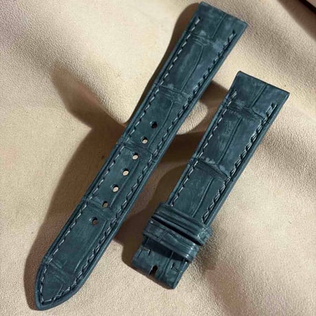 cro-2037 ヌバック クロコダイル  腕時計ベルト グレー (ラグ幅19 mm - バックル幅16 mm)