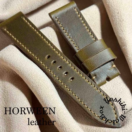 hor-141ホーウィン  クロムエクセルレザー / ネイビー 腕時計ベルト (ラグ幅24mm - バックル幅22mm)