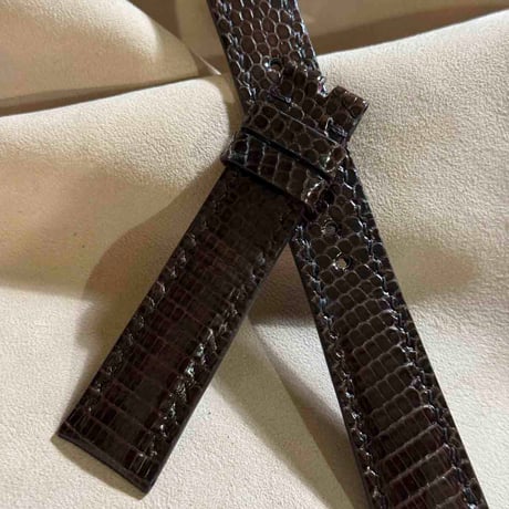 liz-340  リザード レザー 腕時計 ベルト ブラウン (ラグ幅19 mm - バックル幅16 mm)