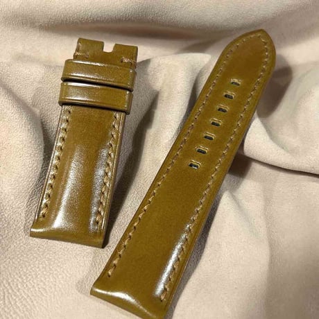 cod-247 コードバン レザー 腕時計ベルト イエローブラウン (ラグ幅26 mm - バックル幅22 mm)
