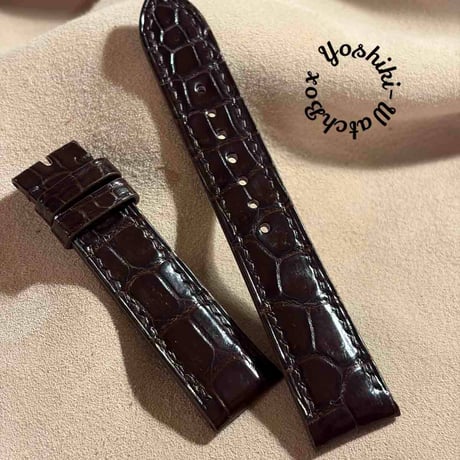cro-2124  クロコダイル  腕時計ベルト ダークブラウン (ラグ幅20 mm - バックル幅18 mm)